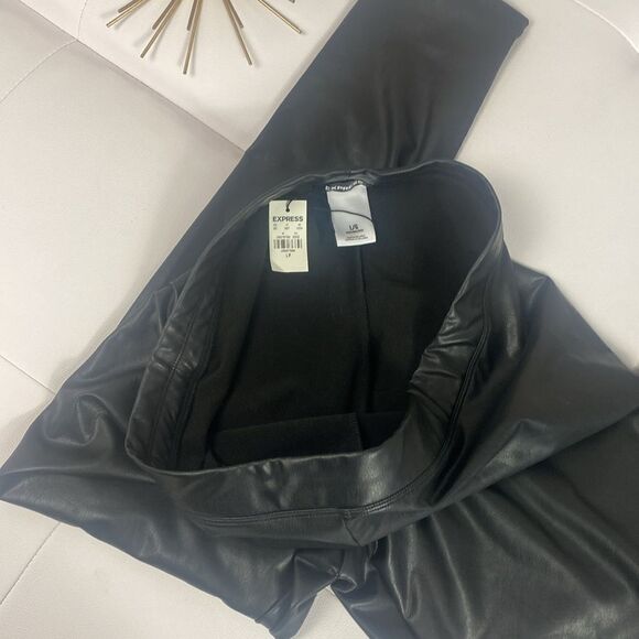 NWT High Waisted Faux Leather Stretch Ankle Leggings Size Large Petite 141 - Picture 5 of 7